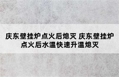 庆东壁挂炉点火后熄灭 庆东壁挂炉点火后水温快速升温熄灭